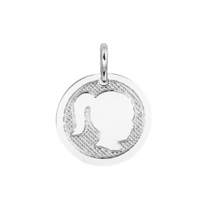 Zilver kinderkopje RH plaatje 14 mm meisje - 3171692