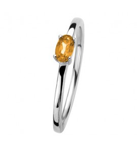 Zilver RH dames ring met citrien mt. 17.75 - 3192523