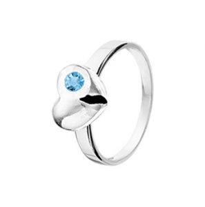 Zilver kinderring hart met blauw zirkonia mt. 13 - 3193410