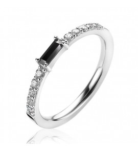 ZINZI zlv. aanschuifring zwart baquette en zirconia maat 54 - 3202400