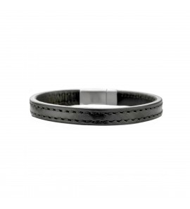 Leer armband zwart 9 mm 19 cm - 3220559