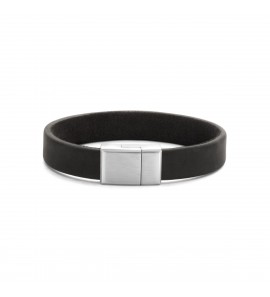 Leer armband zwart 12 mm 19 cm - 3220562