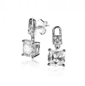 ZINZI zlv.  oorstekers hangend met zirconia - 3220568