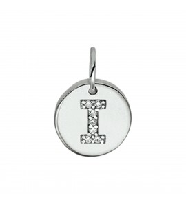 Zilveren hanger RH rond letter i met zirconia - 3220581
