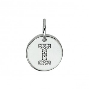 Zilveren hanger RH rond letter i met zirconia - 3220581