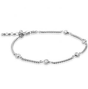 ZINZI zilveren armband gourmet schakel met witte ronde zirconia&#39;s ZIA2263 - 3220589