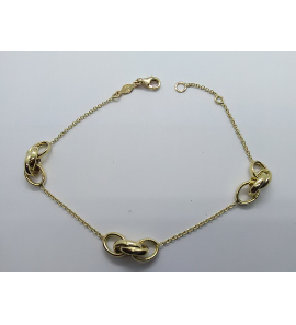 Goud armband anker met 3x dubbel ovaal 19 cm - 3220607