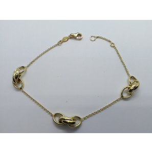 Goud armband anker met 3x dubbel ovaal 19 cm - 3220607