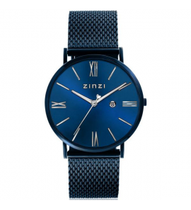 ZINZI horloge Roman bl.w.plt. blauwe mesh band - 3220670