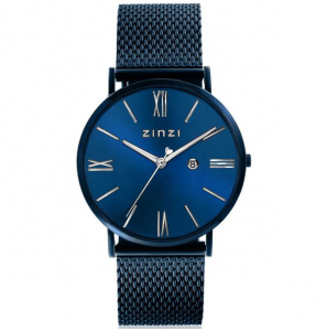 ZINZI horloge Roman bl.w.plt. blauwe mesh band - 3220670