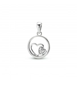 Zilver hanger rondje 12 mm met hatjes en zirconia - 3220721
