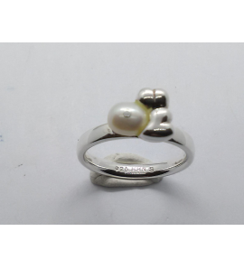 Zilver dames ring met ZW parel baroc mt. 16¥ - 3221122