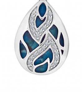 My iMenso Goccia (25mm) insignia "Indy Spring turquoise Mop schell mosaic" (925/rhod-plated) - 3220938