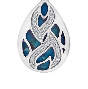 My iMenso Goccia (25mm) insignia "Indy Spring turquoise Mop schell mosaic" (925/rhod-plated) - 3220938