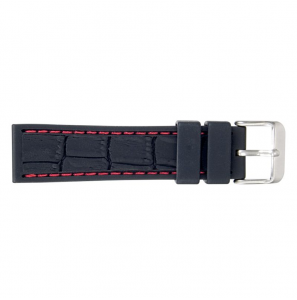 Bear sikiconen band wwart rood stiksel 20 mm - 3220955