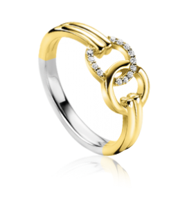Zinzi zlv. ring gg.verg. open rondjes en zirc. mt. 56 - 3220818