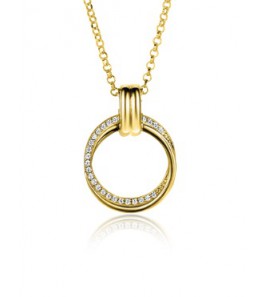 Zinzi zlv. gg.verg. collier hanger ronde vormen zirc. 45 cm - 3220819