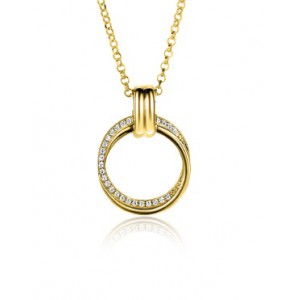 Zinzi zlv. gg.verg. collier hanger ronde vormen zirc. 45 cm - 3220819