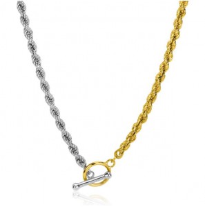 ZINZI zlv. koordcollier bicolour met T-bar 45 cm - 3220829