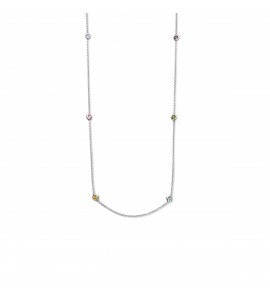 Zilver collier met kleur  zirkonia's 4.5 mm 40+4 cm - 3220836