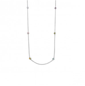 Zilver collier met kleur  zirkonia's 4.5 mm 40+4 cm - 3220836