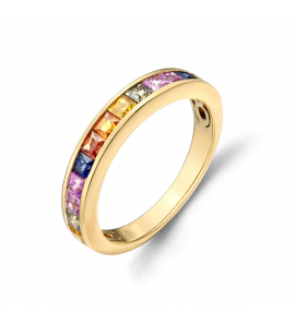 Goud dames ring met saffier 1.57 crt. Multi colour mt.17.75 - 3220870