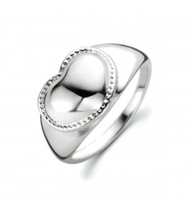 Zilver dames ring hart met parelrand mt. 17¾ - 3220879