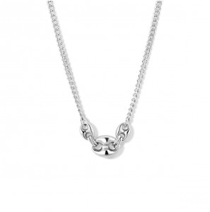 Zilver gourmet collier 3 mm met koffieboon schakels 42-45 cm - 3220883
