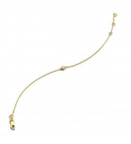 Goud anker armband 1 mm met diam/bril 0.05 G-SI 16.5-18.5 cm - 3220909