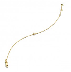 Goud anker armband 1 mm met diam/bril 0.05 G-SI 16.5-18.5 cm - 3220909
