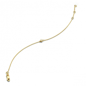 Goud anker armband 1 mm met diam/bril 0.03 G-SI 16.5-18.5 cm - 3220910