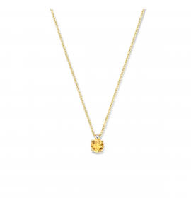 Goud anker collier 0.6 mm met Citrien en diam/bril 0.015 G-SI 40 cm - 3220911
