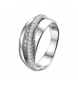 Zilver RH dames ring met zirkonia mt 17¼ - 3221029