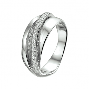 Zilver RH dames ring met zirkonia mt 17¼ - 3221029