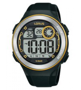 Lorus heren digitaal zwart siliconenband 100m wr - 3221071