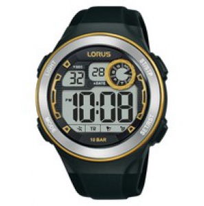 Lorus heren digitaal zwart siliconenband 100m wr - 3221071