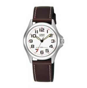 Lorus dames staal leer bruin 50m - 3221077