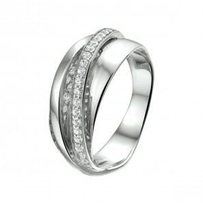 Zilveren ring RH fantasie met zirconia maat 21 - 3221084