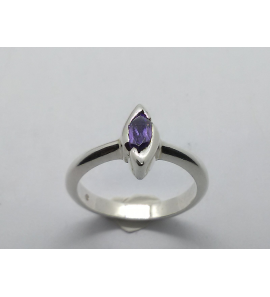 Zilver dames ring met paarse zirkonia mt. 16¼ - 3221157