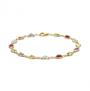 Goud armband met edelsteen mix 5 mm 18.5 cm - 3221243