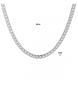 Zilver coller vierkant gourmet 4 mm 60 cm - 3221259