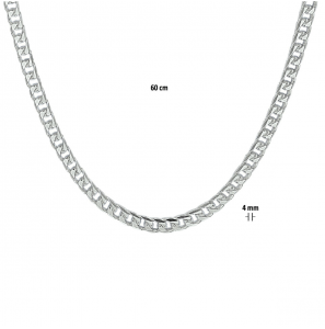 Zilver coller vierkant gourmet 4 mm 60 cm - 3221259