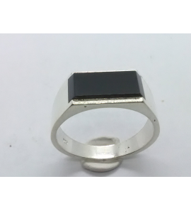 Zilver heren ring met onix rechthoek mt 20 - 3222020