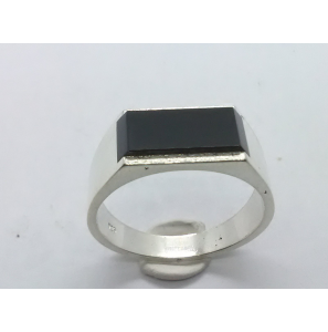Zilver heren ring met onix rechthoek mt 20 - 3222020