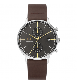 Danish Design Koltur chrono II staal leer bruin 5 atm. - 3221323