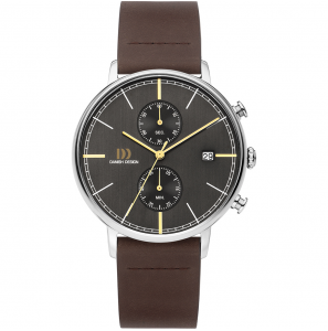 Danish Design Koltur chrono II staal leer bruin 5 atm. - 3221323