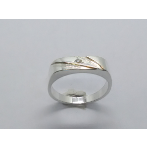 Zilver herenring fant. 5 mm met zirkonia mt. 20¼ - 3222306