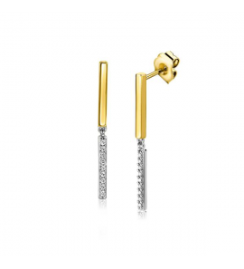 ZINZI zlv. oorstekers gg.ver. staafje/half zirconia&#39;s - 3221459