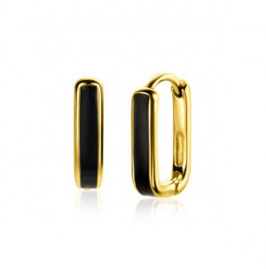 Zinzi zlv. klapcreolen rechthoek met emaille zwart 16x4 mm gg.verg. - 3221481