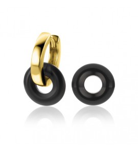 ZINZI zlv. creoolhangers zwart onyx 12 mm rond - 3221495